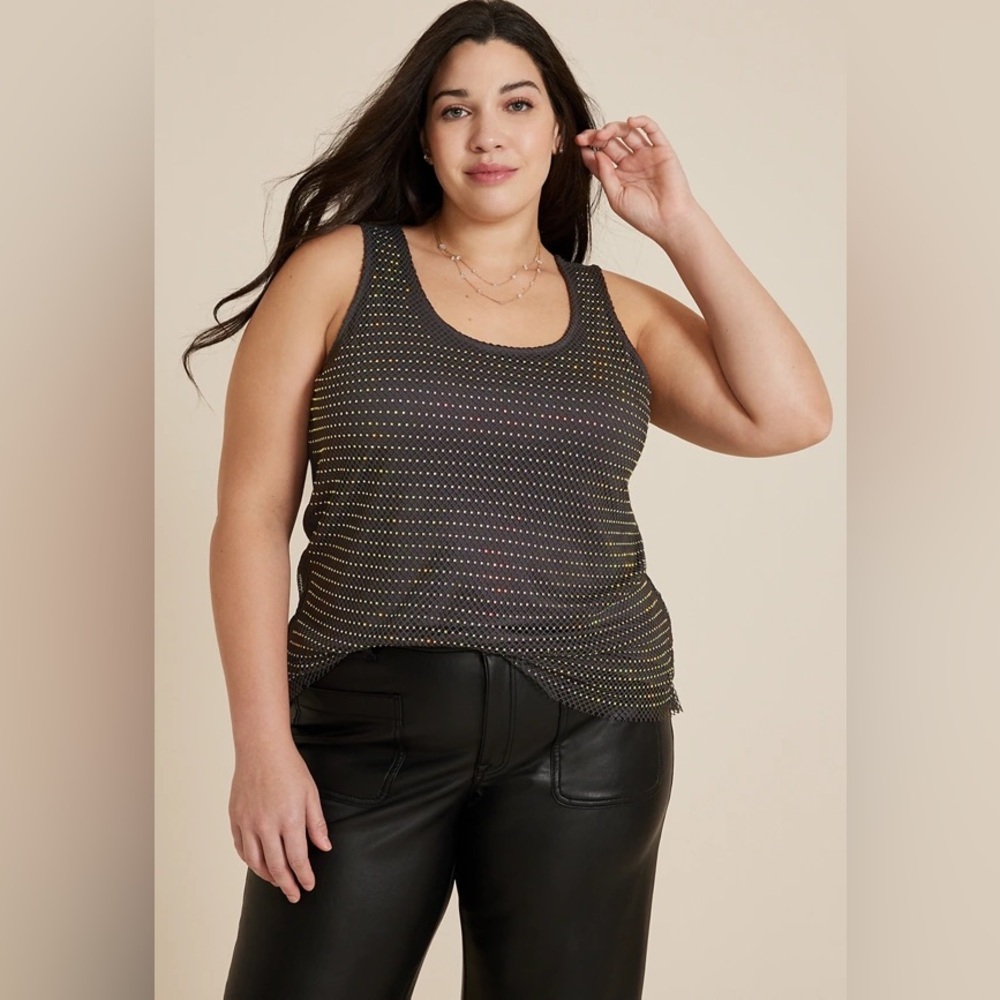 Maurices Gray Rhinestone Sleeveless Top